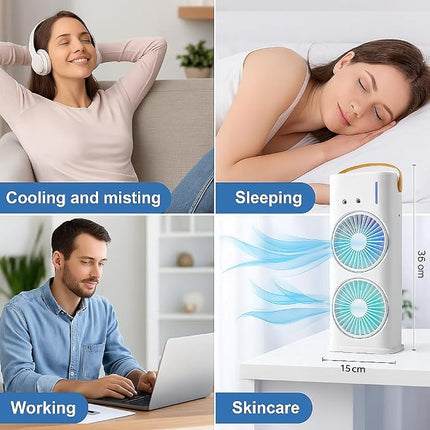 Portable USB Mist Spray Fan - Double Ended Air Cooler